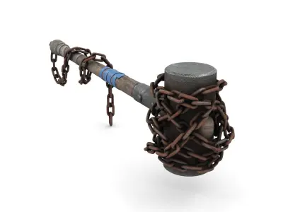 War Hammer with Chain 3D model