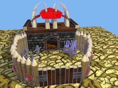 Stylized Orc Town - Barracks Low-poly 3D model