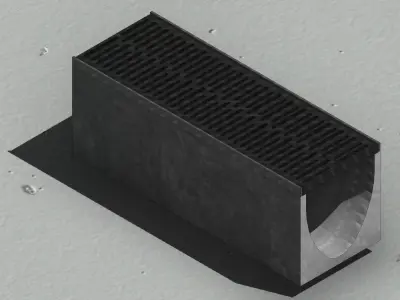 V300 Concrete Drain Channel with Grate 1000mm 3D model