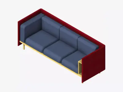 Sofa - Contemporary - Flame - Medium - Armrest Shelf Low-poly 3D model get