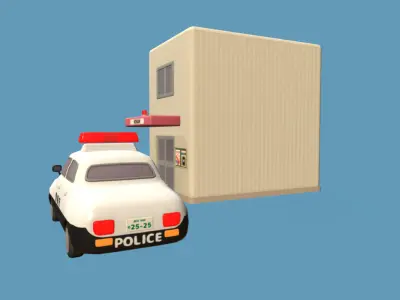 Cute Police Box -KOBAN- Set Low-poly 3D model
