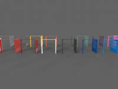 PBR Metal Gate B5 Low-poly 3D model