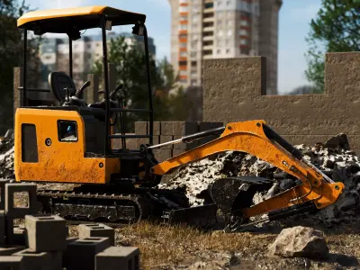 Small mini electric excavator on tracks Low-poly 3D model