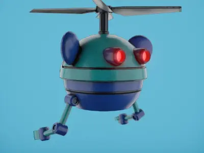 MouseBot toy helicopter with glowing eyes Low-poly 3D model