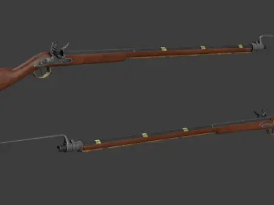 Musket flintlock rifle Low-poly 3D model