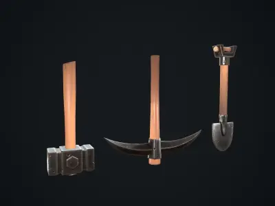 Stylized tools Low-poly 3D model