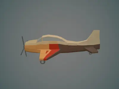 Airplane cartoon - 03 Low-poly 3D model