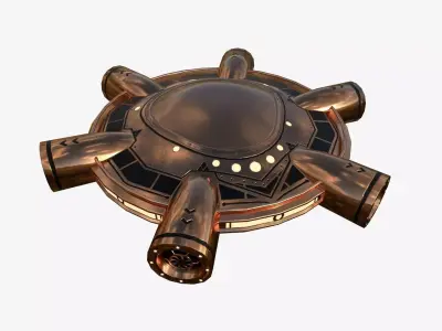 Alien Spaceship UFO J06 Copper - Sci Fi Spacecraft Design Low-poly 3D model