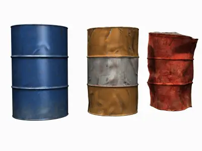 Low Poly 55 Gallon Drums Low-poly 3D model