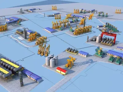 Oil Pumpjack  Nodding Donkeys Low-poly 3D model