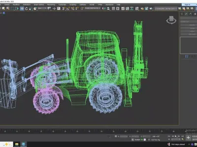 Loader Backhoe Wheeled 3CX Low-poly 3D model