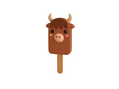 Low-Poly Cow Ice Cream Cute  Low-poly 3D model