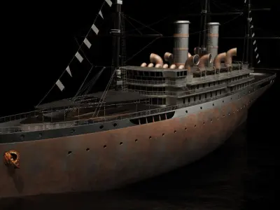 cruise old ship floating in water 3D model