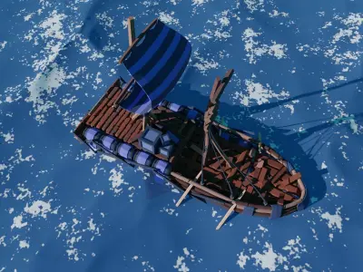 Stylized Ship-3 Low-poly 3D model