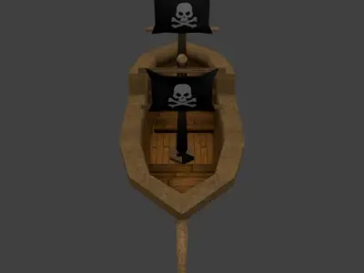 Low poly Pirate Ship Cartoon Low-poly 3D model