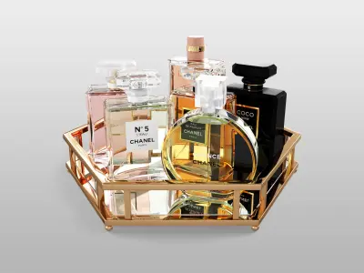 Chanel Fragrances With Tray 3D model