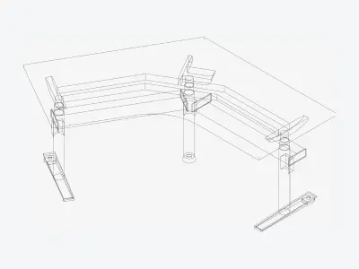 Desk - Single - Officetec - Modela - 120 Deg - Adjustable Height Low-poly 3D model