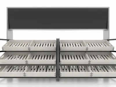 Shelf 3D model 8 display with shelves and blackboard 3D model