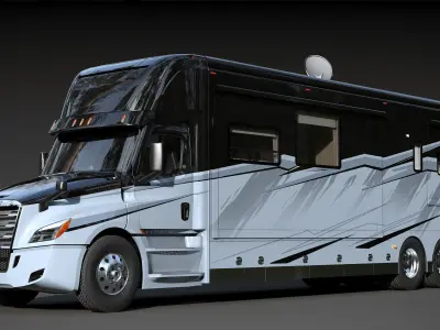 Cascadia Freightliner Motorhome XL45 2025 Low-poly 3D model