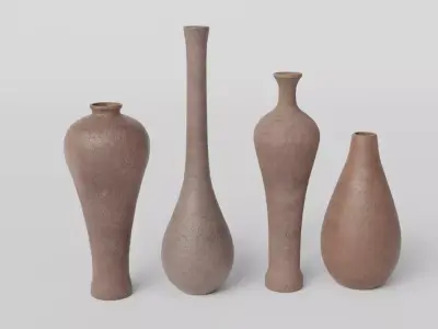 LowPoly Antique Vase Set 4K GameReady Asset Low-poly 3D model