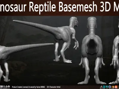 Dinosaur Reptile Basemesh 3D Model Vol 01 Low-poly 3D model