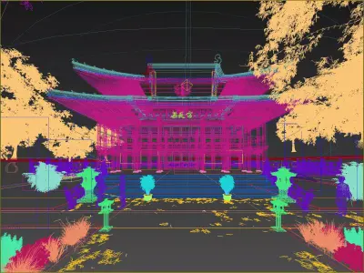 Asian temple Chinese palace historical architecture 3D model purchase
