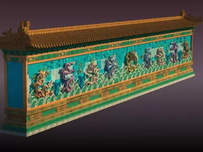 Nine Dragon Wall 3D model
