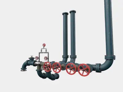 Pipeline1 pipes and valves 3D model