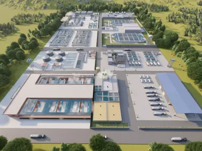 Water treatment plant-Water and Sewage Treatment Plants 3D model