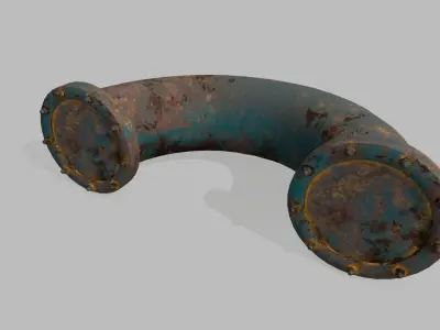 pipe set two rusty pipes Low-poly 3D model