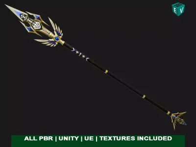 Fantasy Trident 05 All PBR Unity UE Textures Included Low-poly 3D model