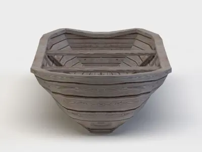 Wooden boat Low-poly 3D model