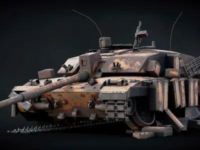 Challenger 2 Destroyed Tank 3D model