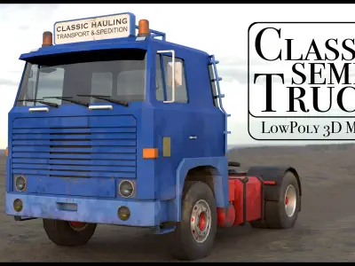 Classic European Semi Truck 4k PBR Low-poly 3D model