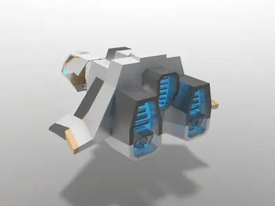 Sci-fi Space Aircraft SA-4  Low-poly 3D model