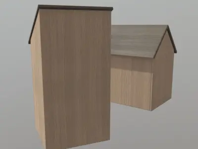 Birdhouse two wooden houses Low-poly 3D model