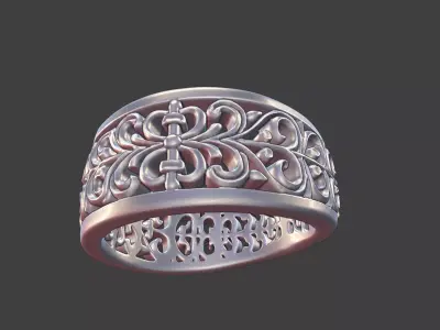 ornamental filigree ring silver engraved detailed band v3 3D print model