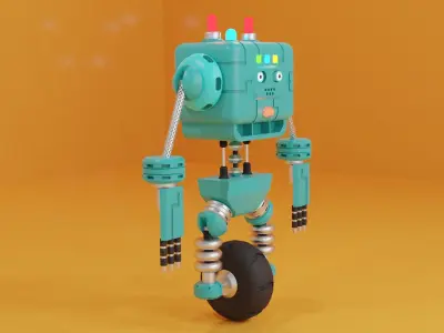 Robot 3D Model toy on wheels 3D model
