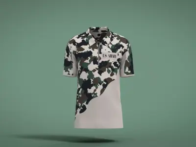 Military Outfit - T-shirt Low-poly 3D model 54