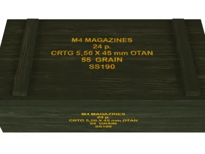 M4 Magazines Transport Wood Box 3D model