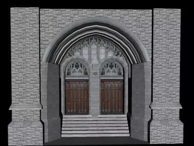 Church gate Low-poly 3D model