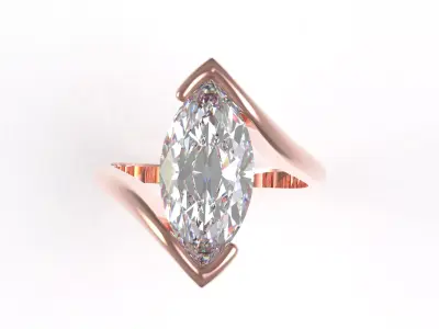 Fancy Solitaire Marquise Ring 3D print model