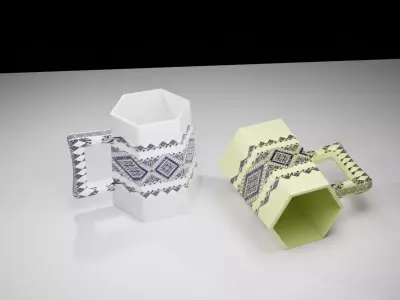 Two-color mosaic ceramic mug 3D model