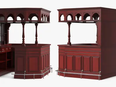  Classic Wooden Bar with Arched Upper Rack Red-Brown 