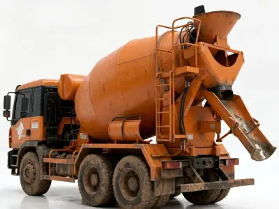 Realistic Weathered Concrete Mixer Truck 3D Model Low-poly 3D model