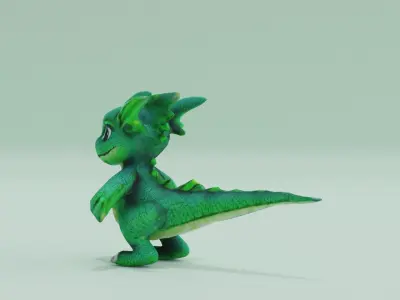 Dragon Baby A-pose Low High Poly Low-poly 3D model