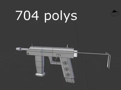 no brand low poly submachine gun 2 Low-poly 3D model
