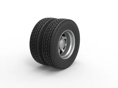 Rear custom wheel of semi truck Version 7 Scale 1 to 25 3D print model