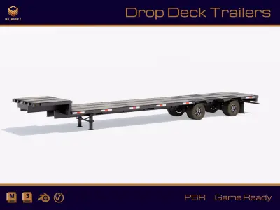 Drop Deck Trailer Low-poly 3D model