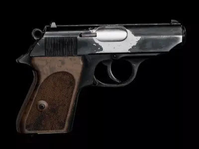 Game Ready Walther PPK Pistol PBR Rigged Low-poly 3D model